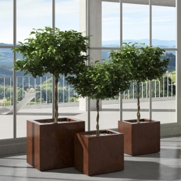 Pot Kube Gloss Marron Euro3Plast JardinChic