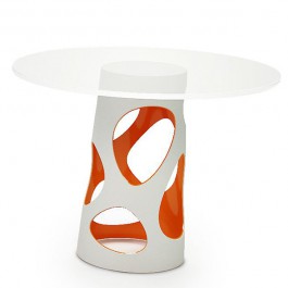 Pied de Table Liberty Blanc / Orange et Plateau Liberty Verre MyYour JardinChic