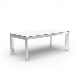 Table de Repas Frame Aluminium 200cm Structure Argent Laqué Plateau HPL Blanc Bord Noir Vondom Jardinchic
