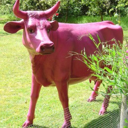 Statue Vache Rose Tex Artes JardinChic