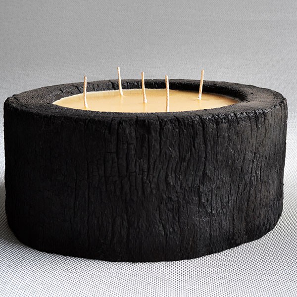 Bougie en Bois de Palmier H11cm Cire de Palme Couleur Miel Parfum Miel Vascolari Jardinchic