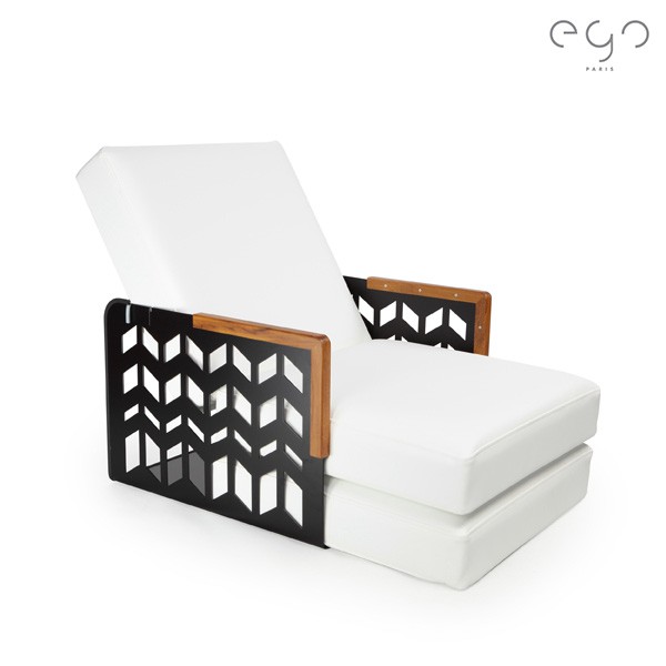 Kube Chevrons Transformable Angles Teck Laque Noir Satiné Vinyle Blanc Mode Fauteuil EGO Paris Kube Chevrons Transformable Angles Teck Laque Noir Satiné Vinyle Blanc Mode Fauteuil EGO Paris