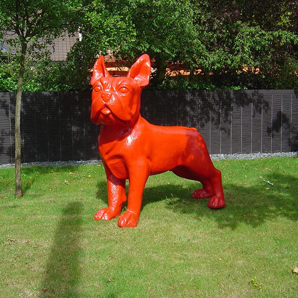 Statue Bulldog Français XXL Rouge Laqué TexArtes JardinChic