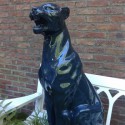 Standbeeld Panther Zetel Blauw Gelakt Grijs