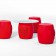 3 krukken doodshoofd rood, 1 voet van tabel schedel rood en haar schedel Plateau in glas MyYour JardinChic